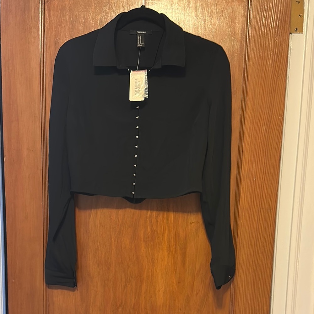 Black Button-Up Women's Top brand new